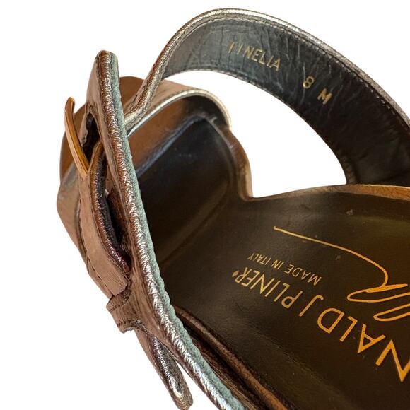 Donald J Pliner Bronze Metallic Side Buckle Sandals with Heels size 8 - Picture 7 of 16